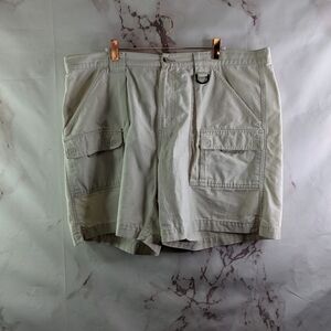 Columbia Shorts Mens XL PFG Cargo Cotton Fishing Brewha Li 7 8 Inch Camp Khaki